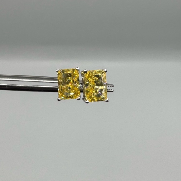 1ct Radiant Canary Studs - Picture 5 of 13